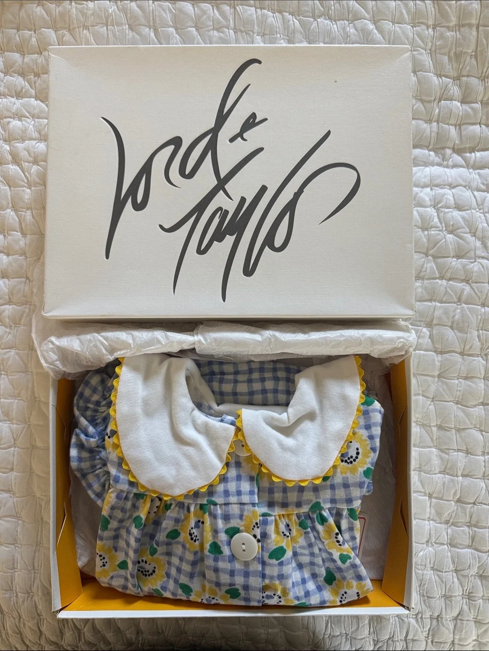 Buster Brown Yellow Floral & Blue Gingham Baby Outfit